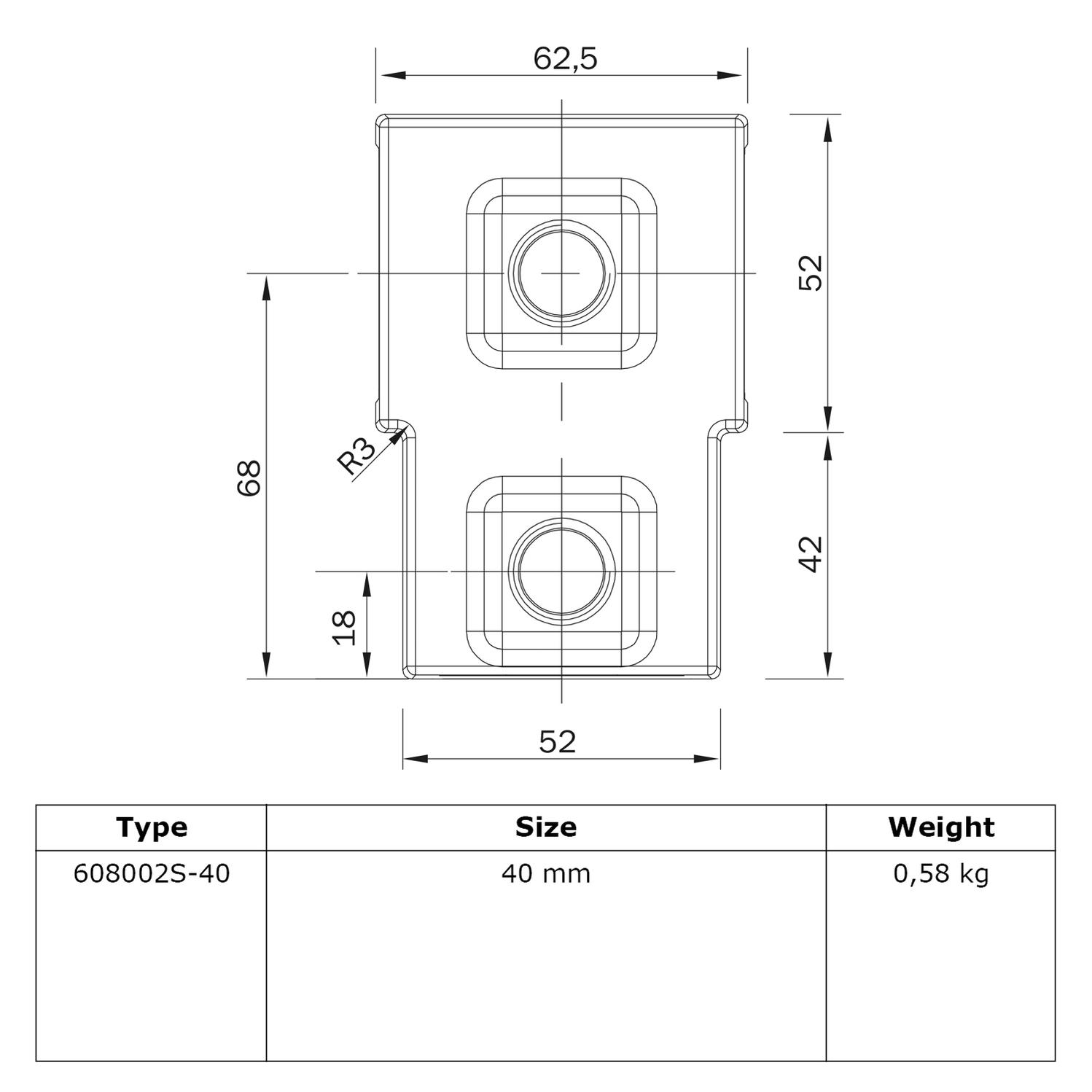 Doos Kort T-stuk - vierkant - 25 mm (100 stuks)